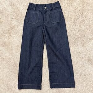 Anthropologie Mauve Colette Dark Denim Crop Wide Leg size 28